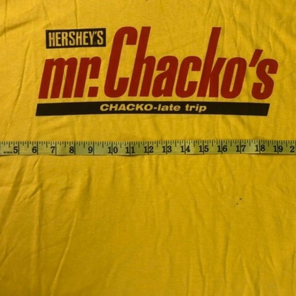 HERSHEY’S MR CHACKO’S YELLOW SHIRT GILDAN MENS XL - Picture 5 of 6